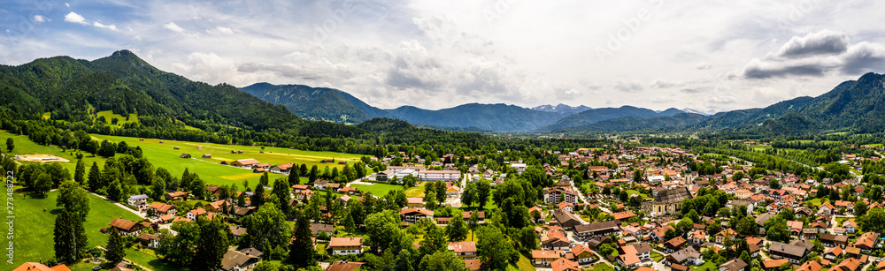 Aerial Brauneck Lenggriess. Bavarian Alps. Ski Resort. Travel Destination June 2019