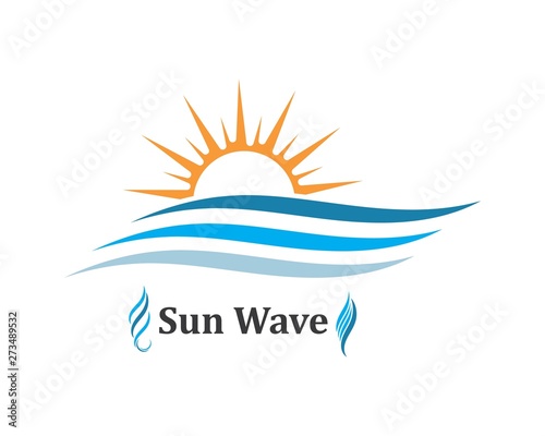 wave sun logo icon vector illustration design