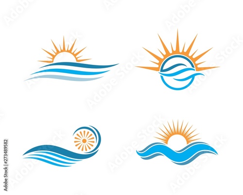 wave sun logo icon vector illustration design photo