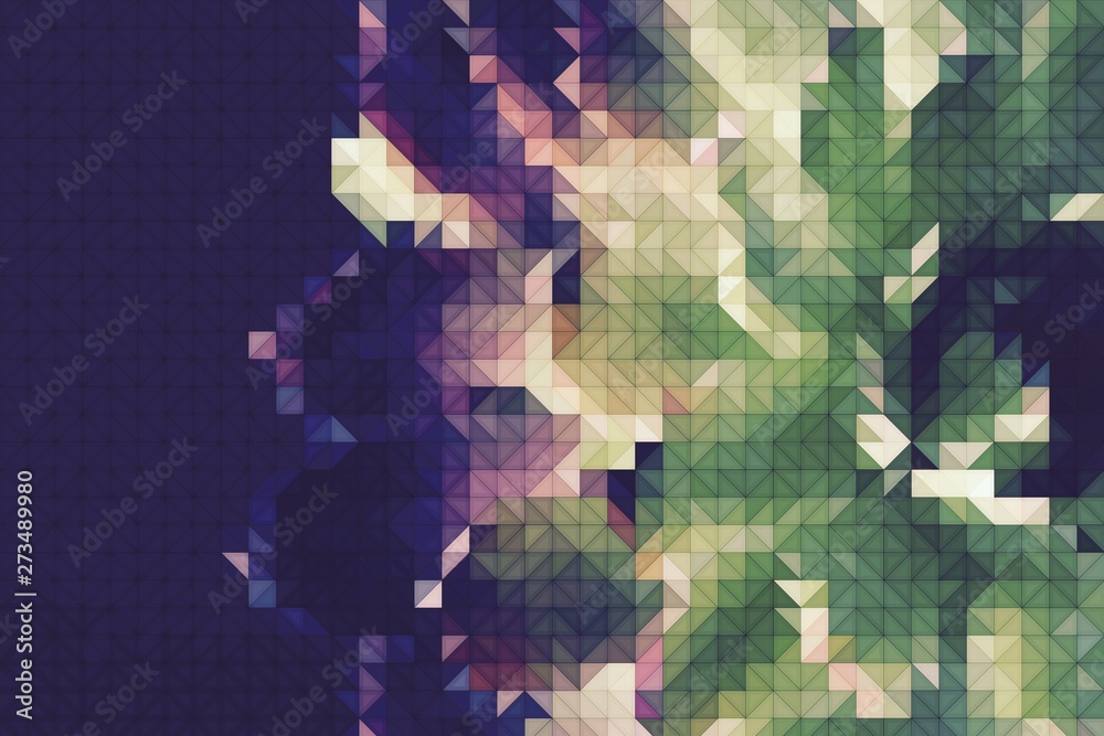 Naklejka premium Abstract background with geometric design. Digital futuristic element. Technology. Macro flower cactus. Floral wallpaper. Colorful green blue pink red. Dark background.