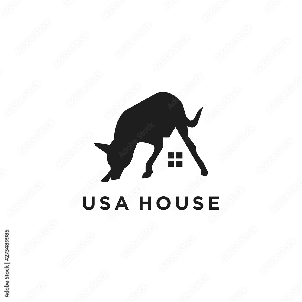 negative space style for a home logo that starts from the dog's feet