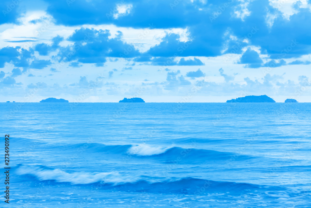 A tranquil blue sea after stormy days.