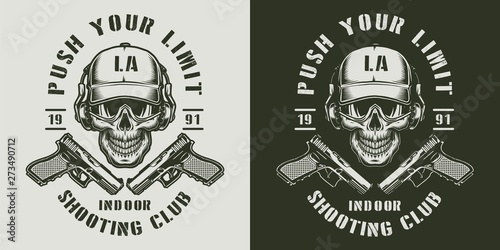 Vintage shooting club monochrome emblem