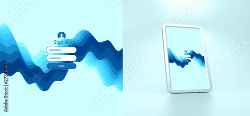 Login user interface. Modern screen design for mobile app and web design. Gradient background. Website element. Vector illustration.