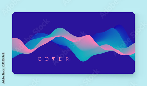 Album cover design template. Abstract background with color gradient. Motion sound wave. Applicable for placards, flyers, banners, brochures, planners or notebooks. Vector illustration.