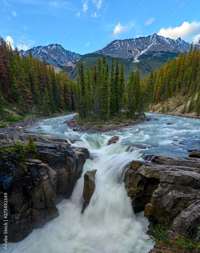 The Sunwapta Falls at the Icefields Parkway, Jasper National Park, Alberta, Canada The Sunwapta Falls at the Icefields Parkway, Jasper National Park, Alberta, Canada