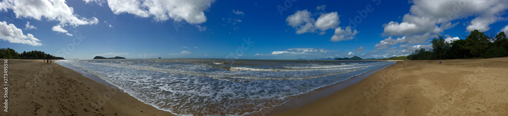 Beach View under bright blue sky at Palm Cove, Far North Queensland, Australia