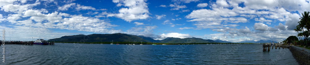 Panoramic views of harbour in Cairns, Far North Queenslands, Australia