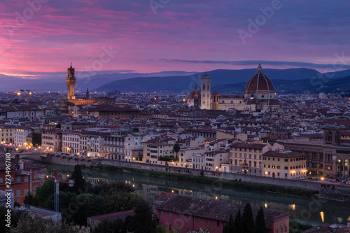 Beautiful sunset views of Florence cityscape, Italy, Europe © Kennymax