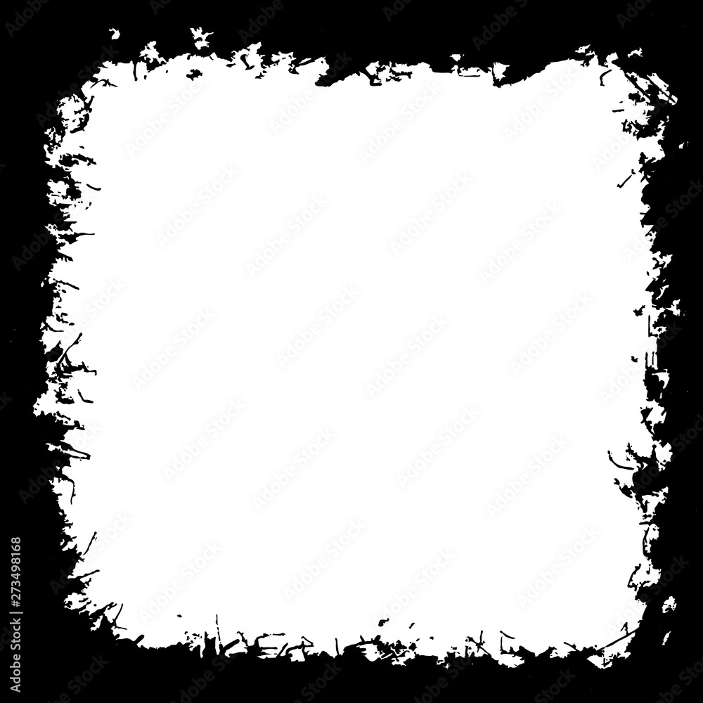 Black silhouette of grunge frame on white
