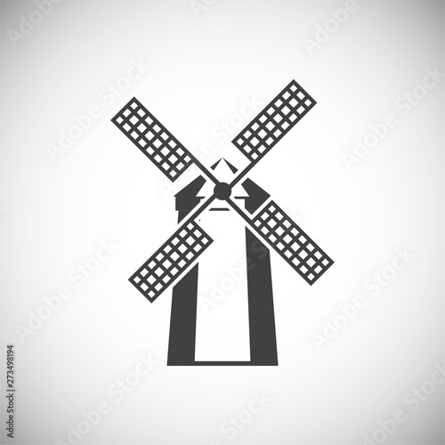 Wind mill icon on background for graphic and web design. Simple illustration. Internet concept symbol for website button or mobile app.