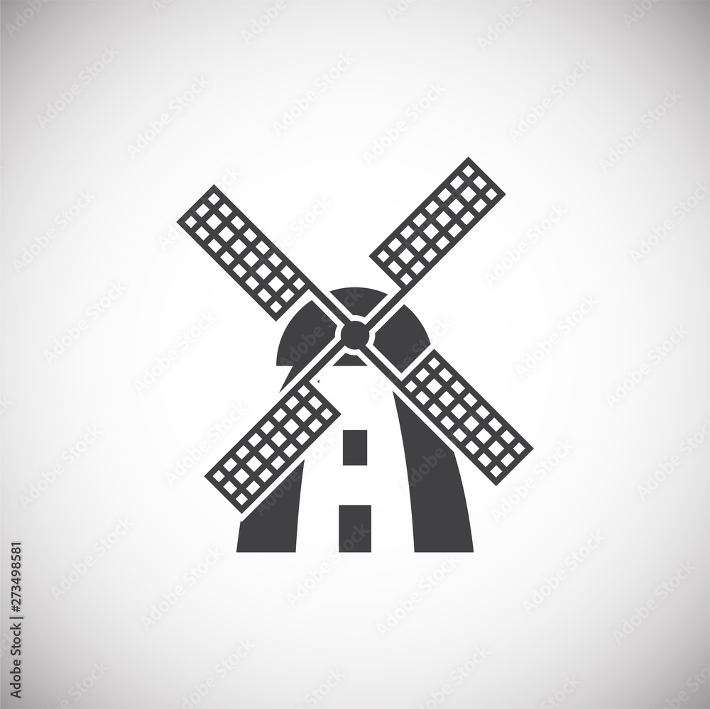 Wind mill icon on background for graphic and web design. Simple illustration. Internet concept symbol for website button or mobile app.
