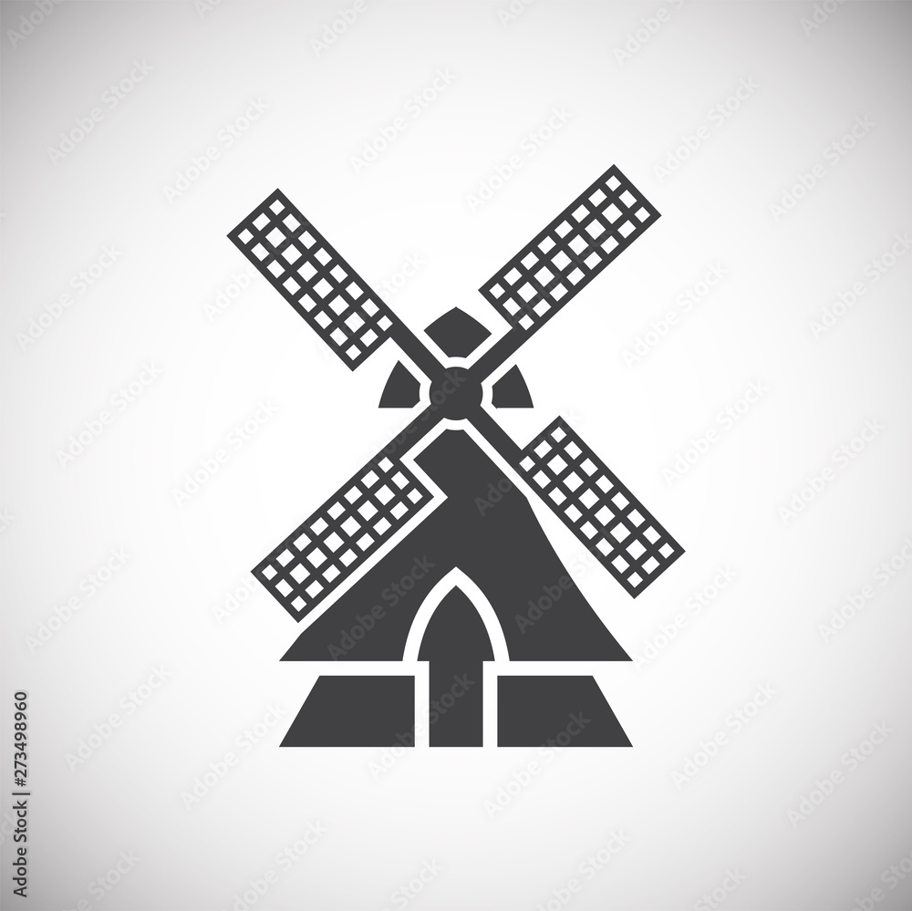 Wind mill icon on background for graphic and web design. Simple illustration. Internet concept symbol for website button or mobile app.