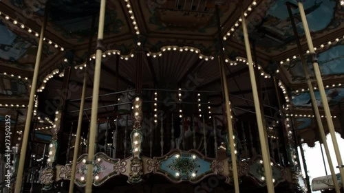 Bright carousel in the city center of Paris. Paris France 19 March 2019