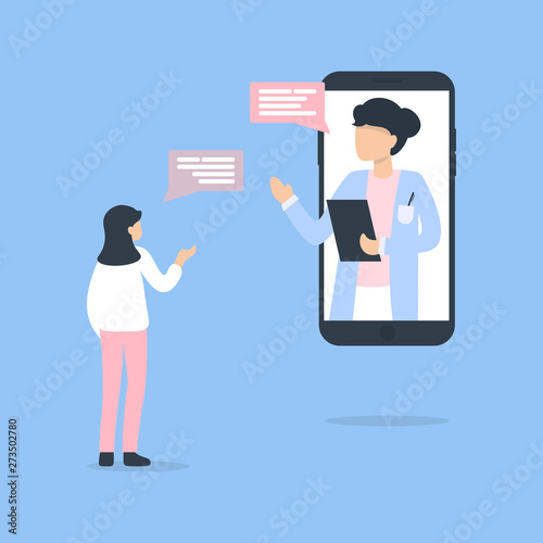 doctor woman, phone and patient woman chat online