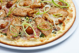 pizza with meat and mushrooms