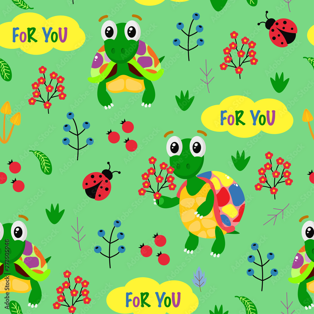 Obraz premium seamless pattern for you with colorful turtles - vector illustration, eps