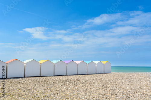 Beach cabins in Le Treport, France photo