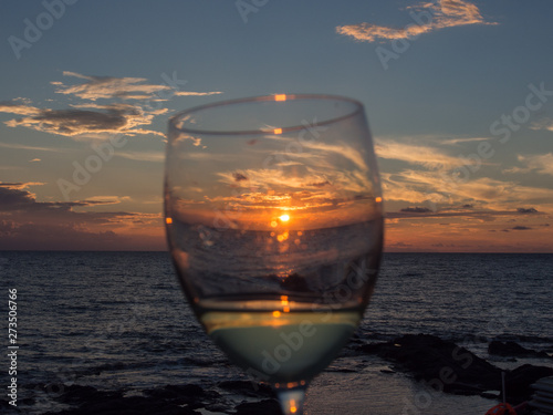 sea and glass of wine at sunset. Pantelleria, Sicily, Italy © Elena Ghisalberti