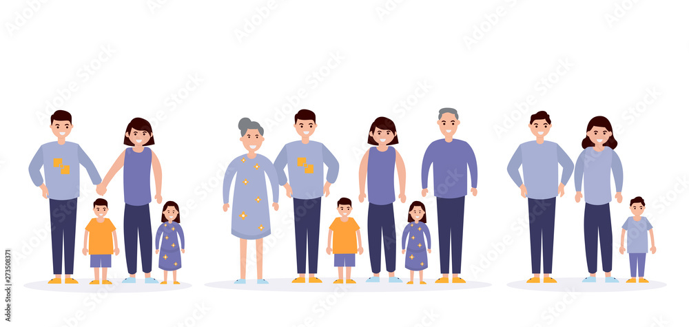 Set of happy family, illustration of groups families Set of happy family, illustration of groups families