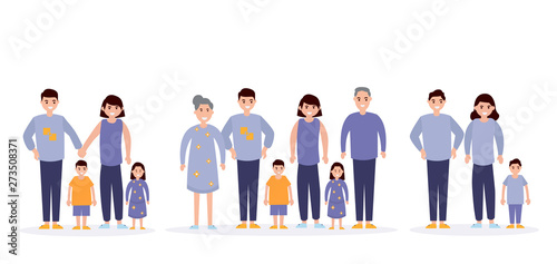 Set of happy family, illustration of groups families 