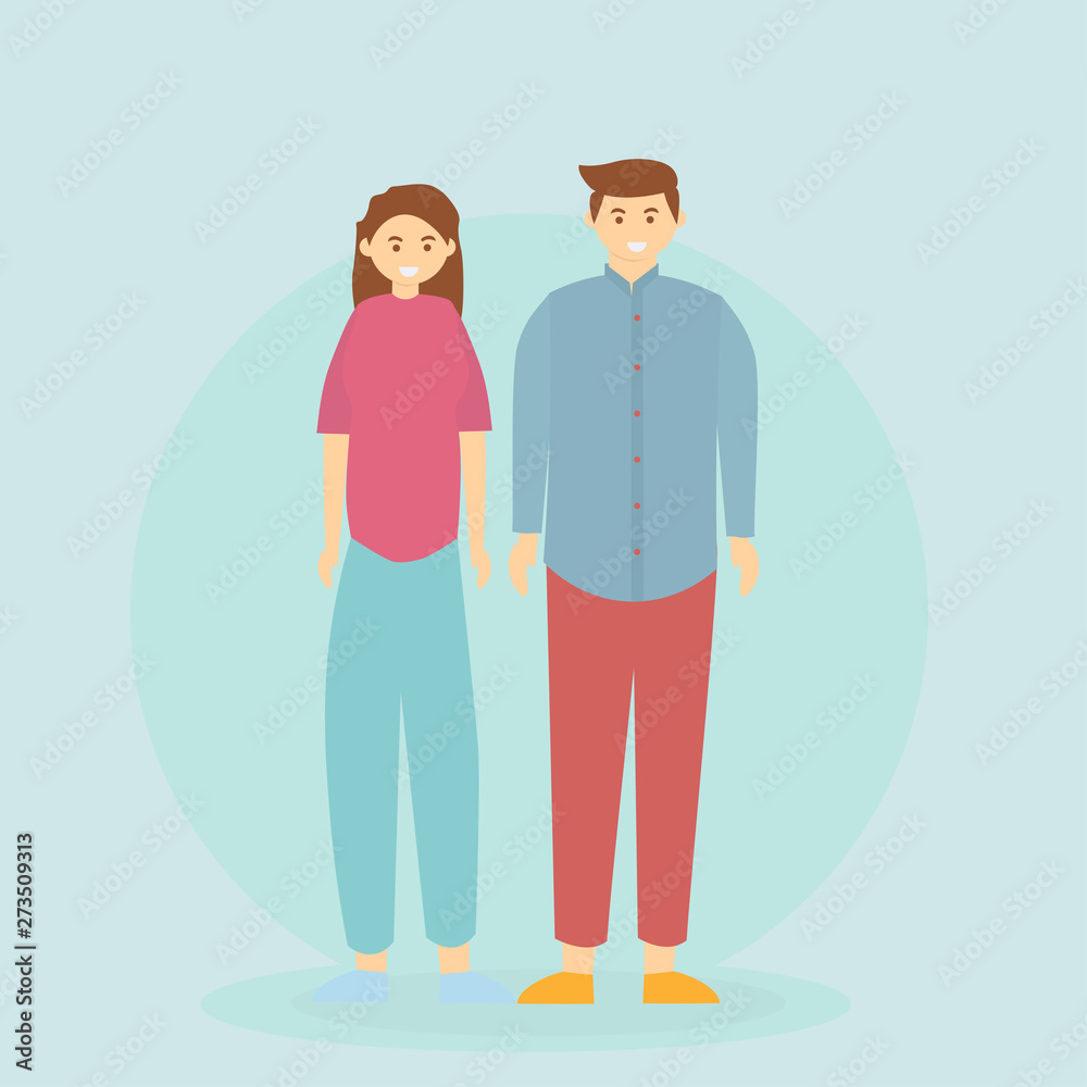 Stock Vector cartoon illustration of a loving couple husband and wife isolated with background Stock Vector cartoon illustration of a loving couple husband and wife isolated with background
