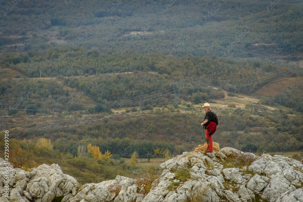 Man on top of the mountain of Palencia. Spain
