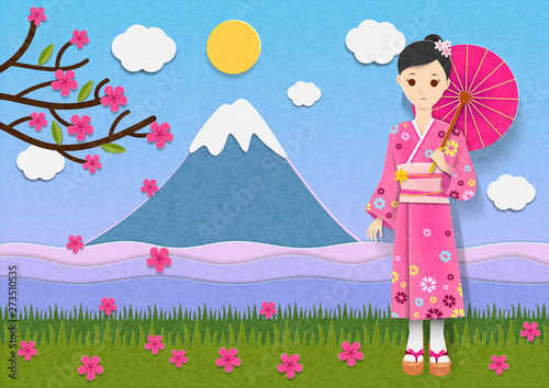 Beautiful women with kimono in Japan