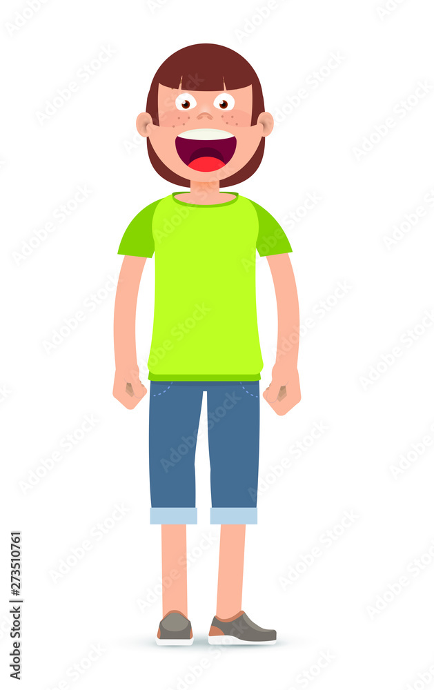 Vector flat style cartoon character. young guy with a retro hairstyle