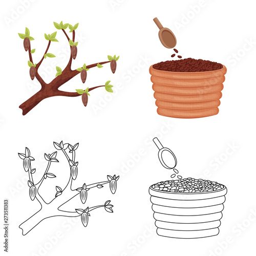 Vector design of food and yummy icon. Set of food and brown vector icon for stock.