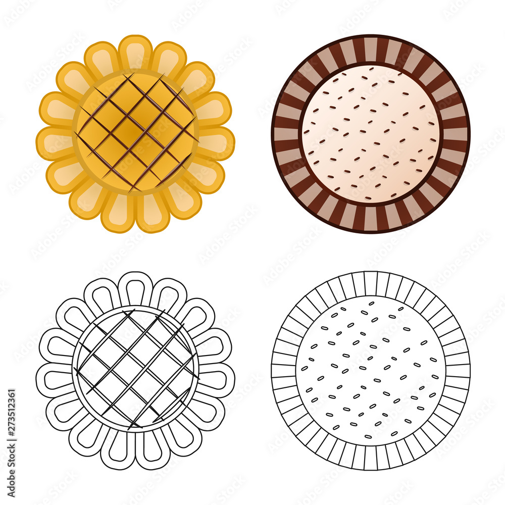 Fototapeta premium Vector design of biscuit and bake sign. Set of biscuit and chocolate vector icon for stock.