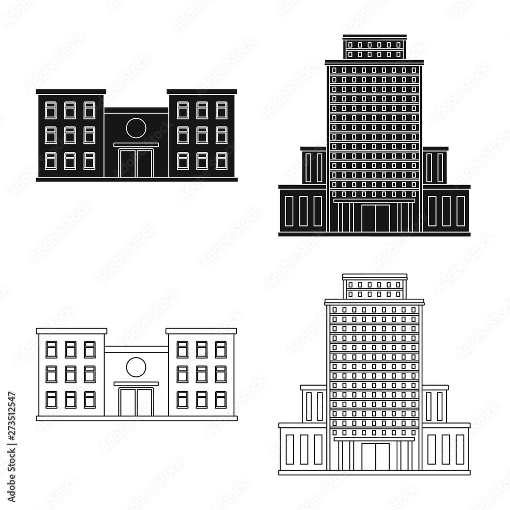 Vector illustration of municipal and center logo. Set of municipal and estate stock symbol for web.