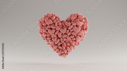 Large Pink 3d Heart Icon Made out of lots of Smaller Hearts 3d illustration 3d render