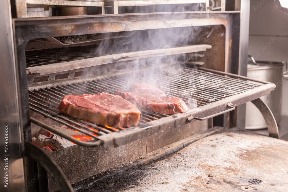 food, craft and meat concept - delicious roasted steak