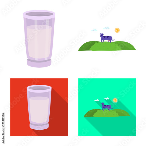 Isolated object of creamy and product icon. Set of creamy and farm stock symbol for web.