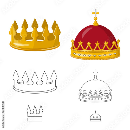 Vector illustration of medieval and nobility logo. Set of medieval and monarchy stock symbol for web.