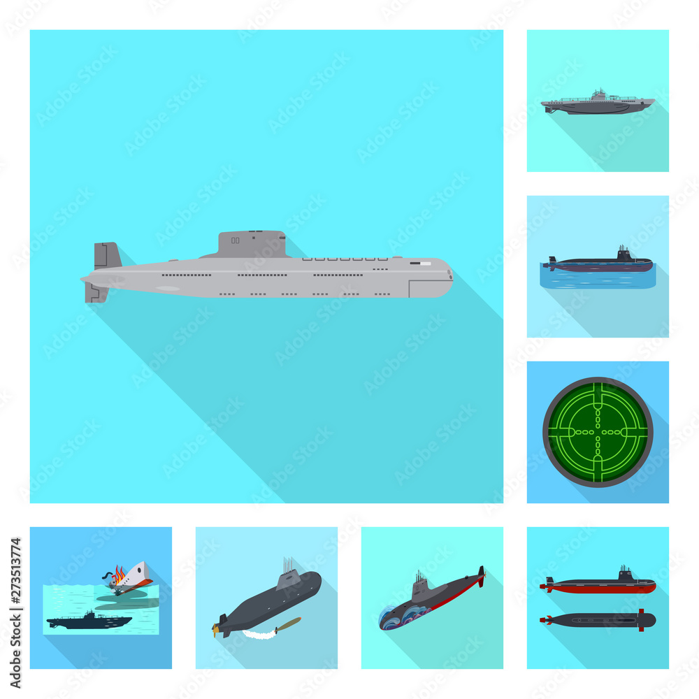 Vector design of military and nuclear symbol. Set of military and ship stock symbol for web.