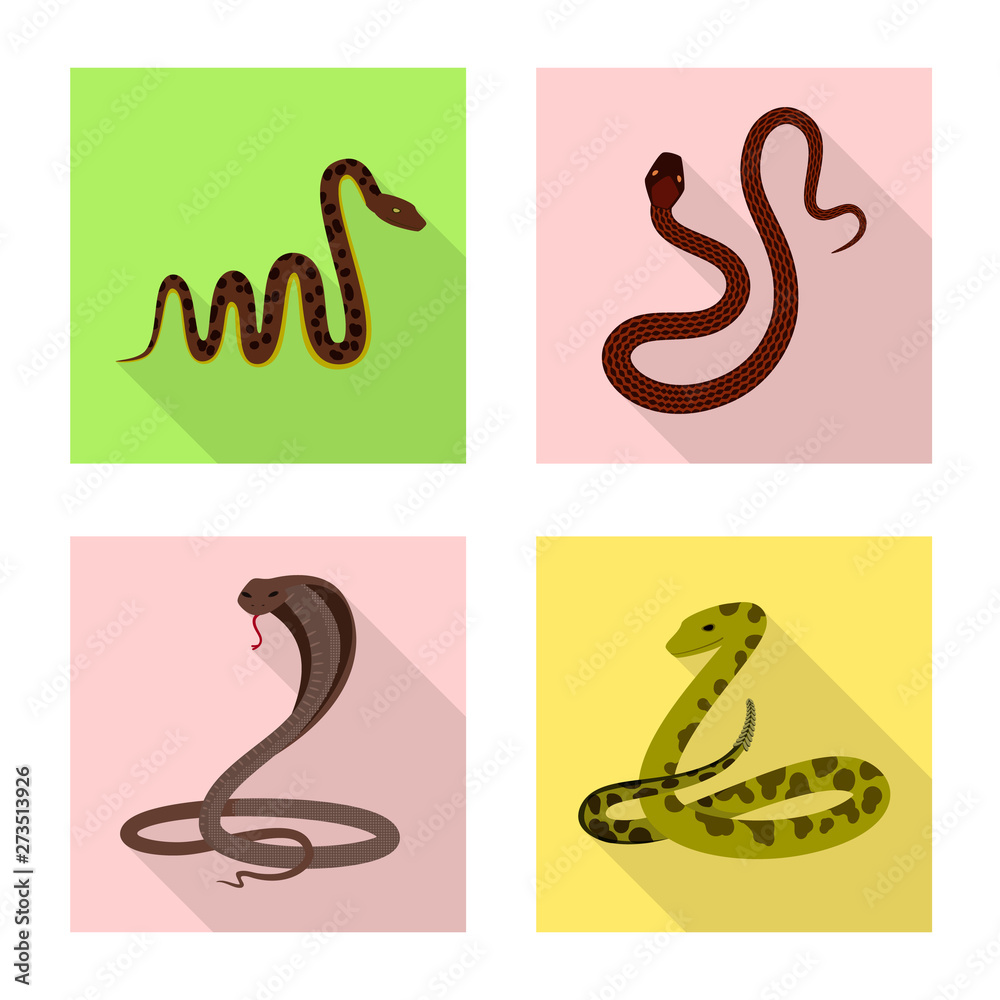 Vector illustration of skin and reptile symbol. Set of skin and danger vector icon for stock. Vector illustration of skin and reptile symbol. Set of skin and danger vector icon for stock.