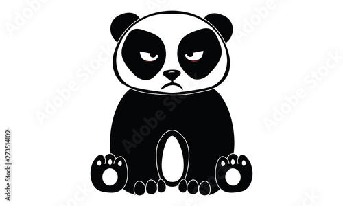 Hand drawn isolated on white background grumpy panda