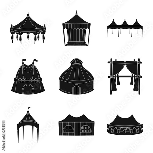 Vector design of outdoor and architecture sign. Collection of outdoor and shelter stock vector illustration.