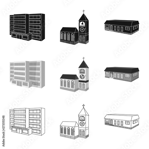 Vector illustration of facade and housing icon. Set of facade and infrastructure vector icon for stock.