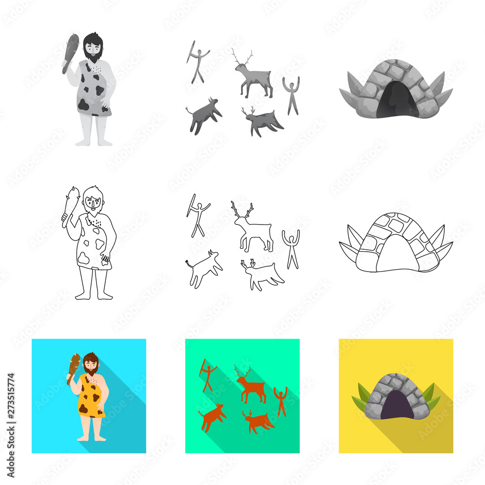 Isolated object of evolution and neolithic icon. Set of evolution and primeval vector icon for stock.