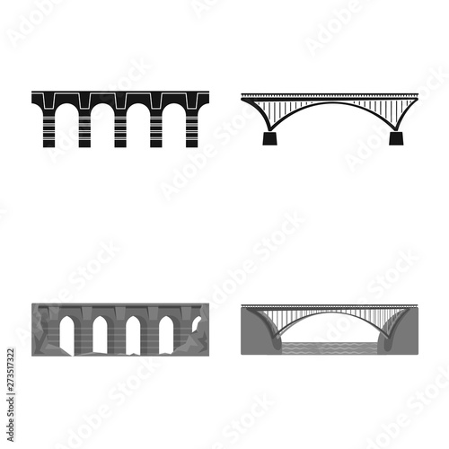 Vector illustration of connection and design logo. Collection of connection and side stock symbol for web.