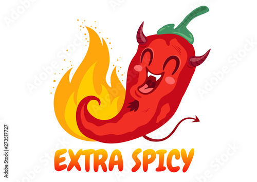 Chilli pepper in kawaii style.