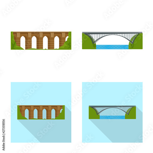 Vector illustration of connection and design logo. Set of connection and side stock symbol for web.