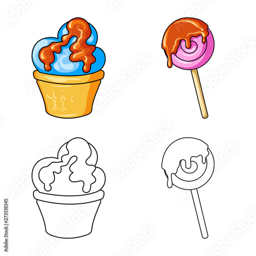 Vector illustration of confectionery and culinary sign. Collection of confectionery and product stock symbol for web.