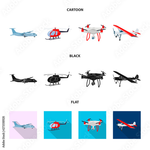 Isolated object of plane and transport logo. Set of plane and sky vector icon for stock.