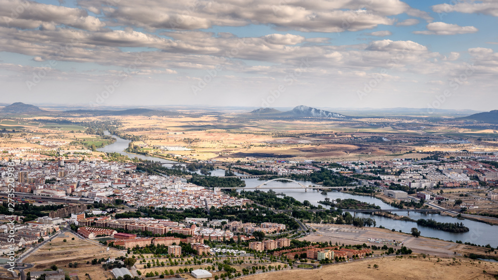 Fototapeta premium Panoramic aerial view of Merida cityscape, Spain