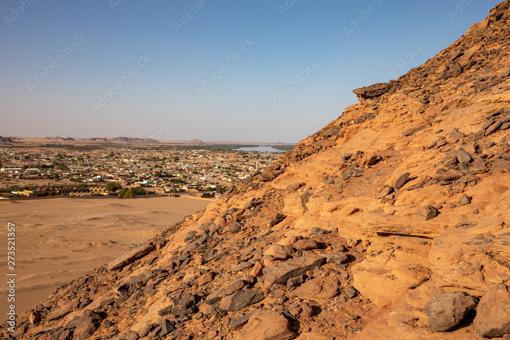 View towards the city of Karima from Jebel Barkal in Sudan