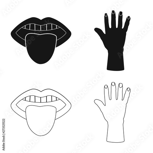 Isolated object of body and part logo. Set of body and anatomy stock vector illustration.